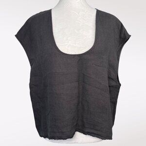 Zara Brown Linen Blend Raw Hem Tank Top Large